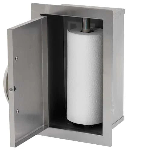 Cal Flame BBQ paper towel storage bin on a grill side table