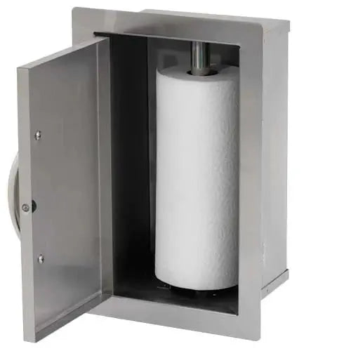 Cal Flame BBQ paper towel storage bin on a grill side table