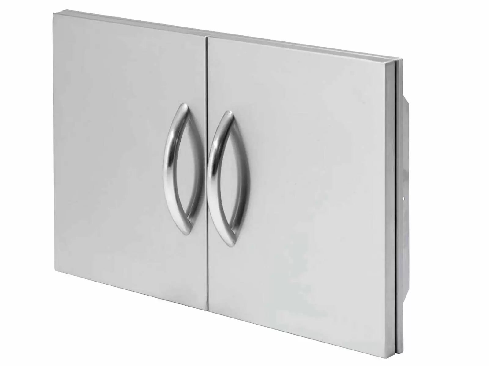 Cal Flame 30-inch double access door made of stainless steel, featuring two doors and a sleek design