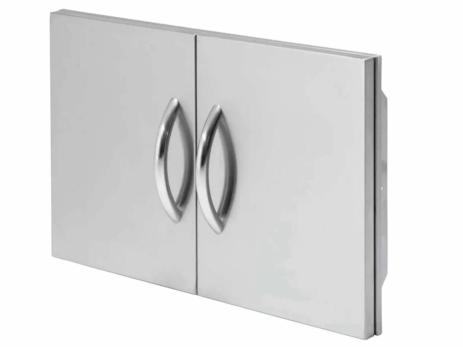 Cal Flame 30-inch double access door made of stainless steel, featuring two doors and a sleek design