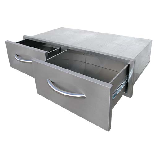 Cal Flame horizontal double drawer storage system in stainless steel