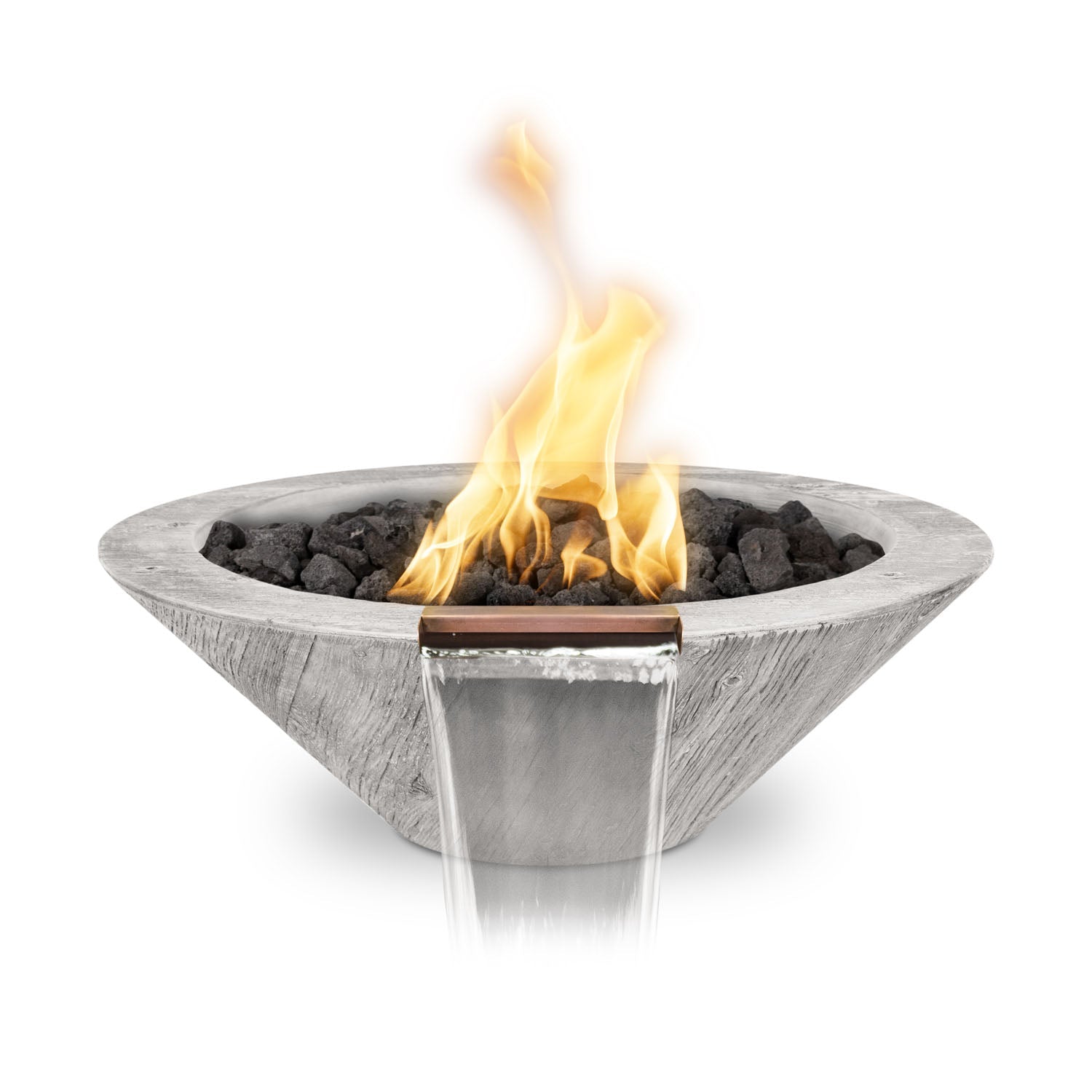 The Outdoor Plus Cazo Fire & Water Bowl - GFRC Woodgrain - 24"