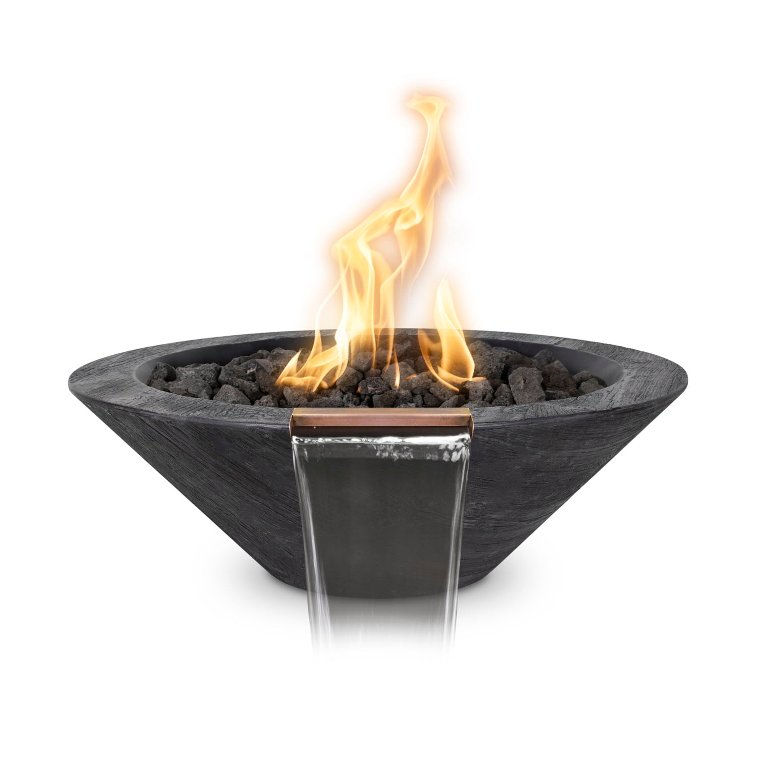 The Outdoor Plus Cazo Fire & Water Bowl - GFRC Woodgrain - 32"