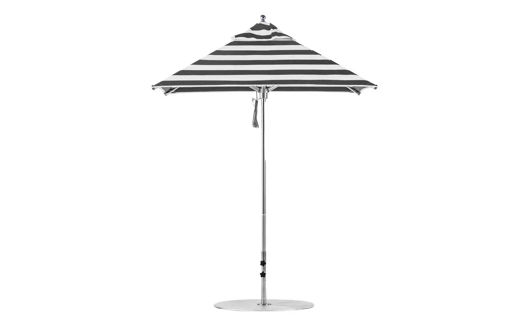 6.5 foot square Pulley Premier umbrella with clear canopy and silver frame