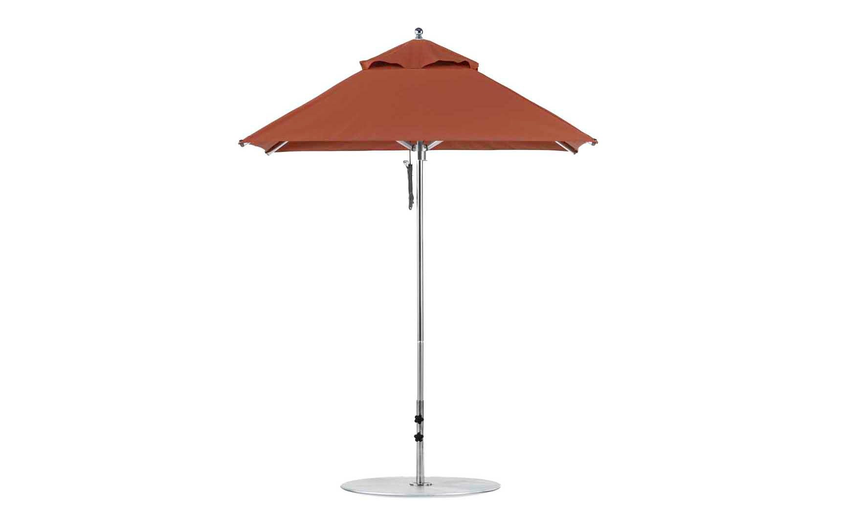 6.5 foot square Pulley Premier umbrella with black canopy and silver frame