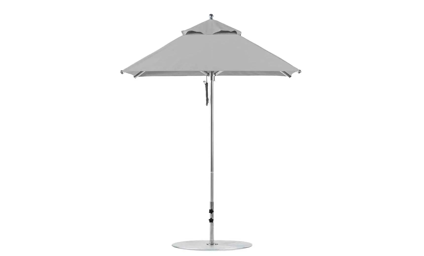 6.5-foot square Premier Umbrella with a black canopy and wooden frame.