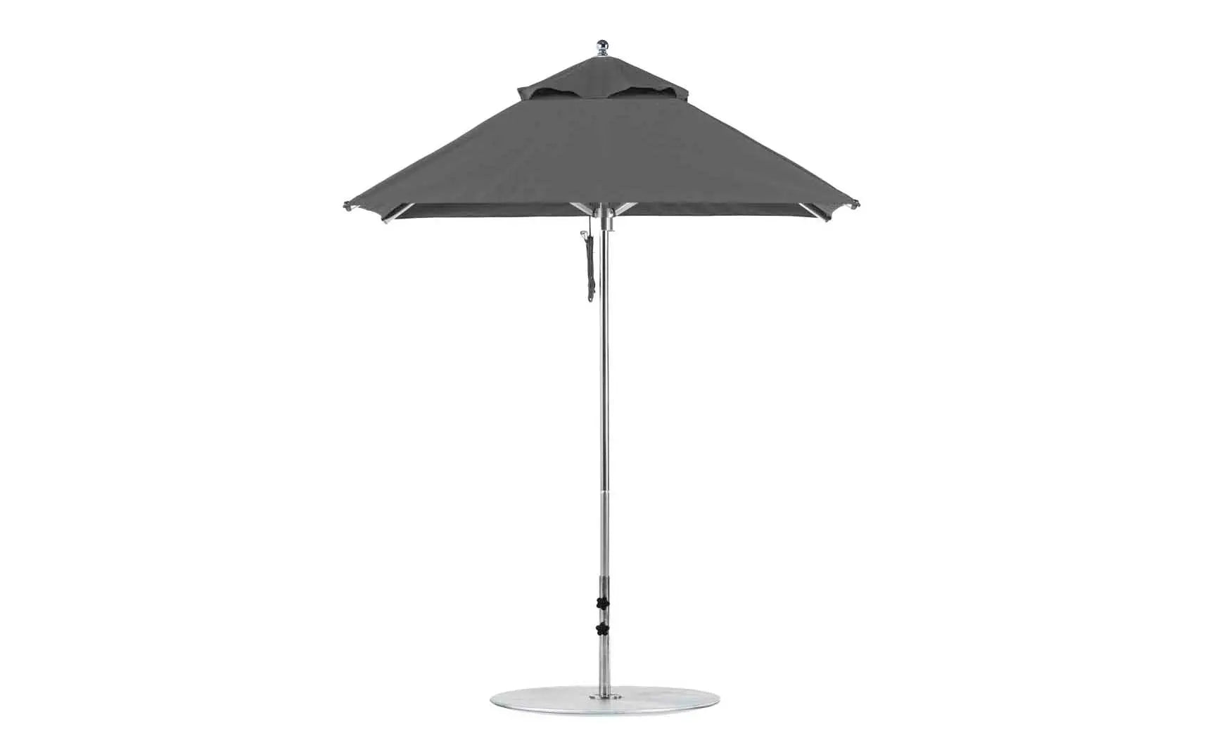 6.5-foot square Pulley Premier umbrella with clear canopy and silver frame