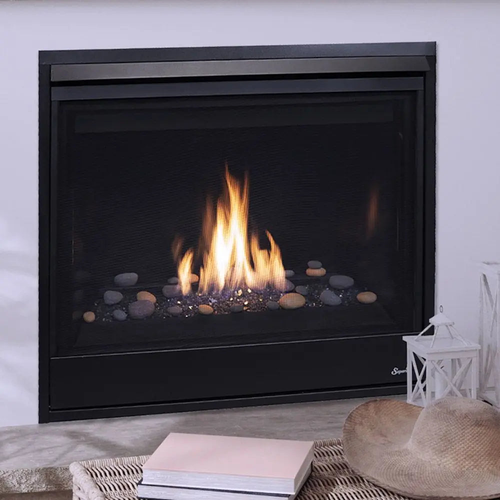 Superior 35-Inch DRC3035 Contemporary Electronic Ignition Direct Vent Gas Fireplace with Crushed Glass Media