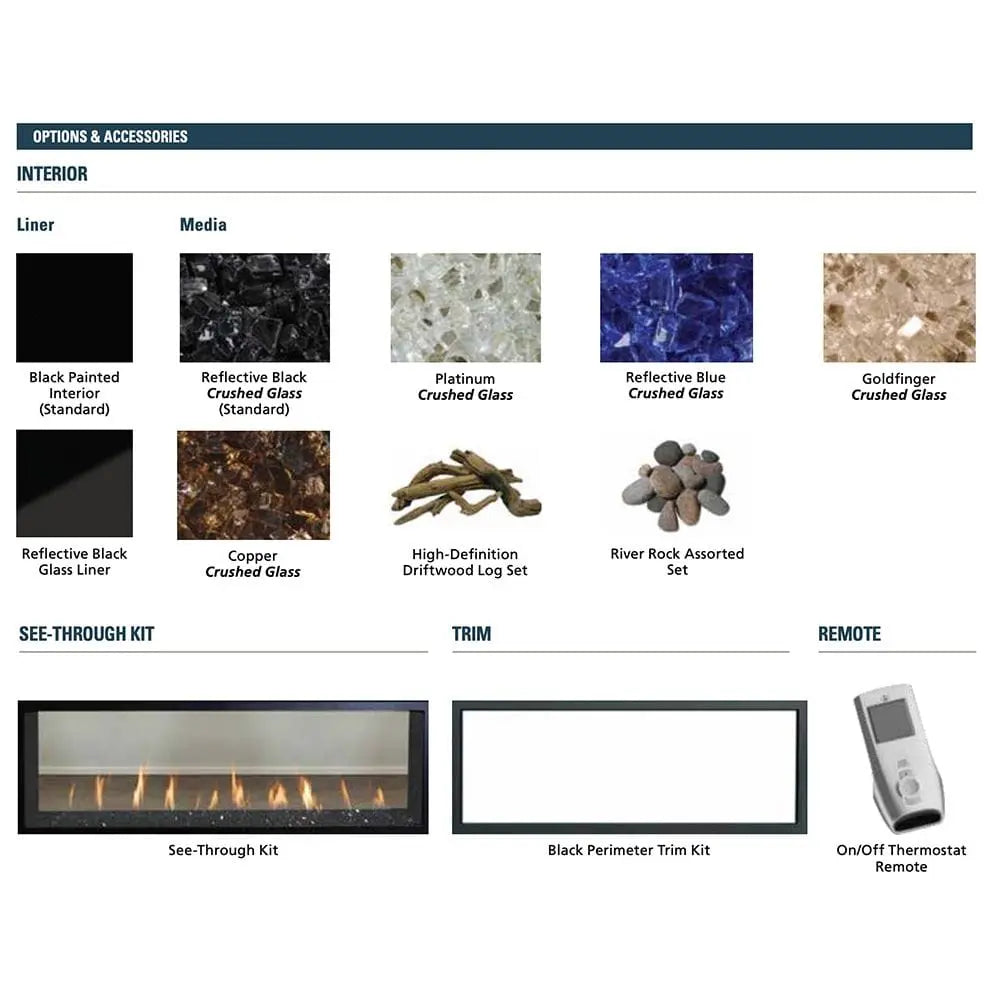 Superior 60-Inch DRL4060 Linear Electronic Ignition Direct Vent Gas Fireplace with Crushed Glass Media