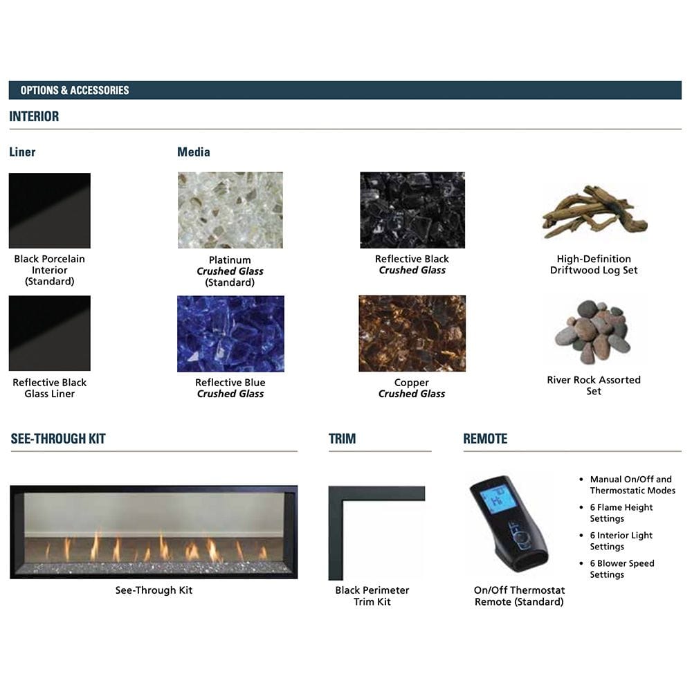 Superior 60-Inch DRL6060 Linear Electronic Ignition Direct Vent Gas Fireplace with Remote and Crushed Glass Media