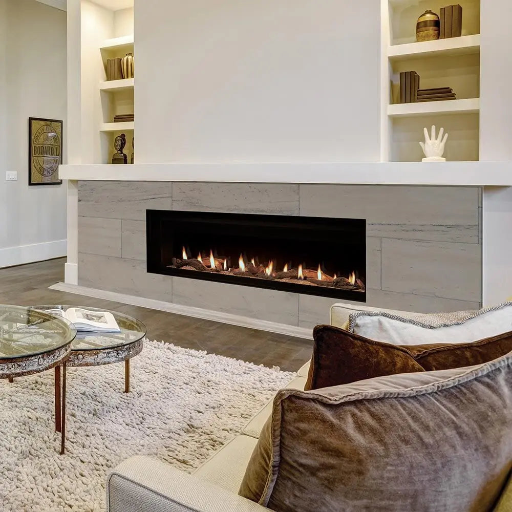 Superior 84-Inch DRL6084 Linear Electronic Ignition Direct Vent Gas Fireplace with Remote and Crushed Glass Media