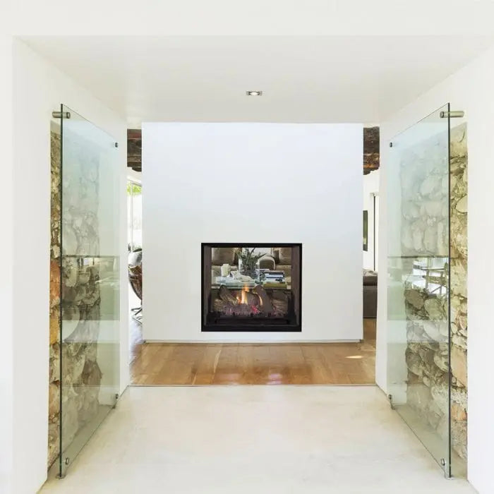 Superior 40-Inch DRT63ST Double-Sided Electronic Ignition Direct Vent Gas Fireplace with Remote and Fiber Log Set