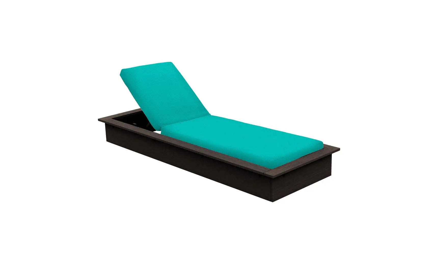 Echo Chaise lounge chair in gray fabric with wooden frame and armrests