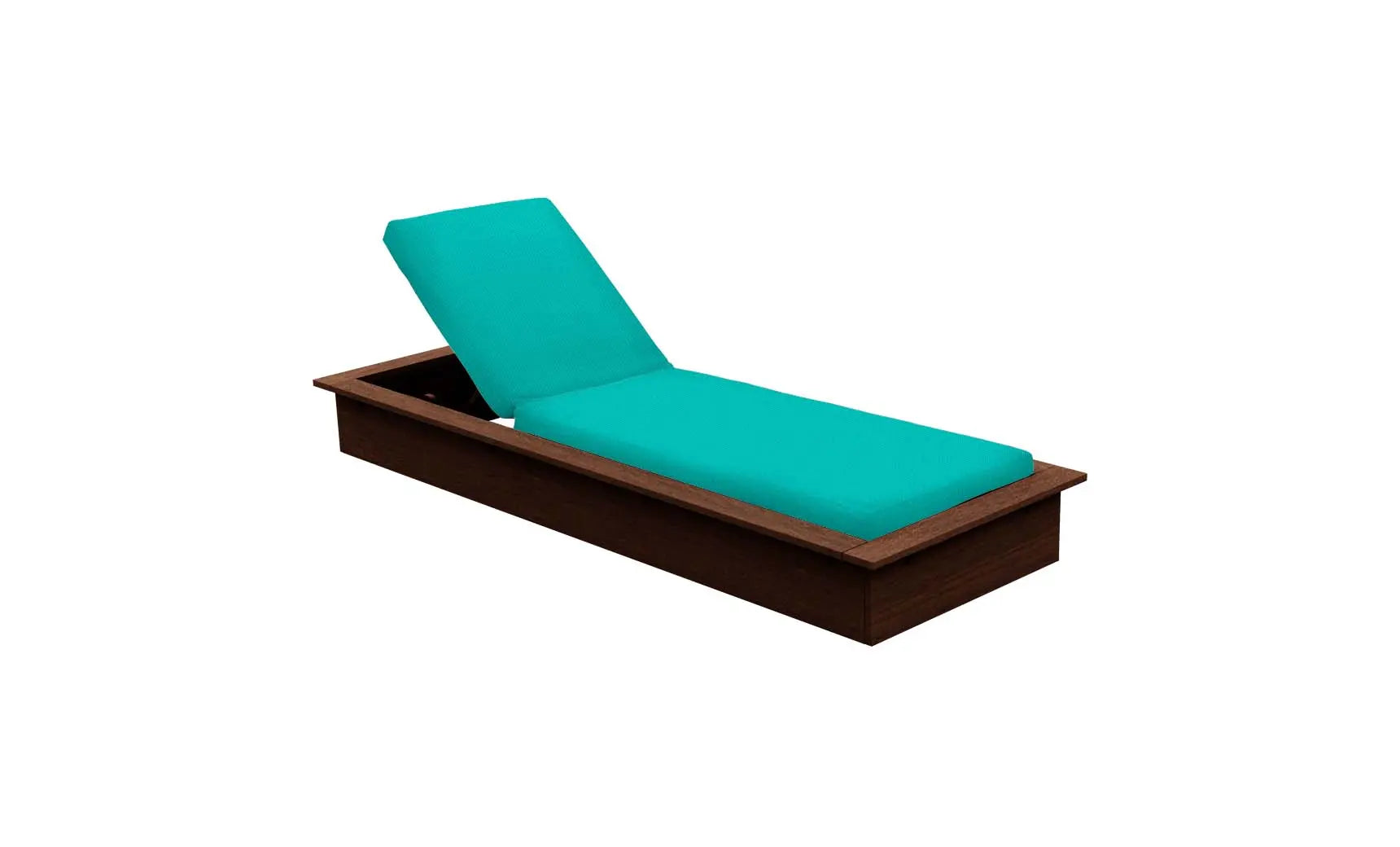 Echo Chaise lounge chair in gray fabric with wooden frame and curved backrest