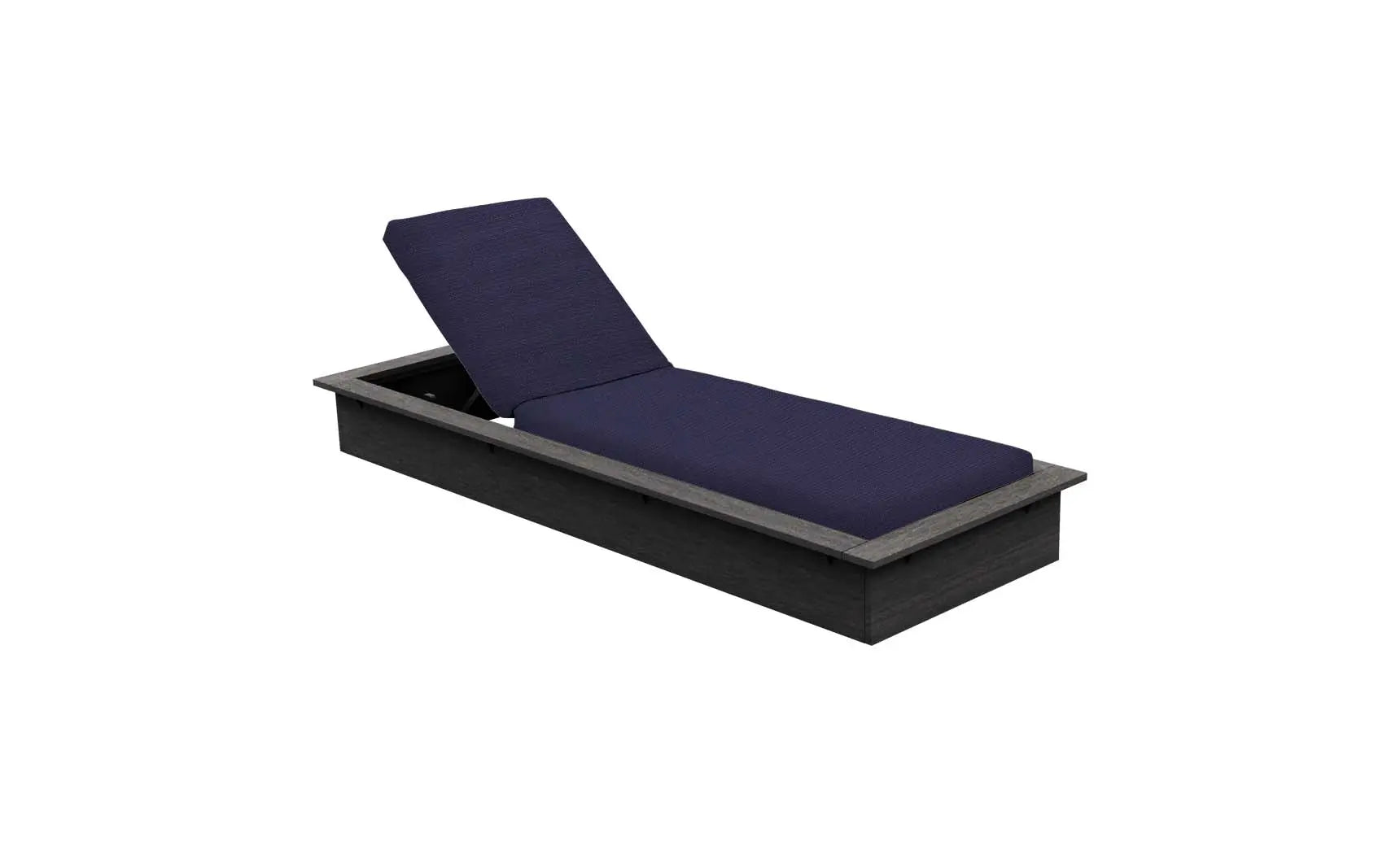 Echo Chaise lounge chair in gray fabric with wooden frame and armrests
