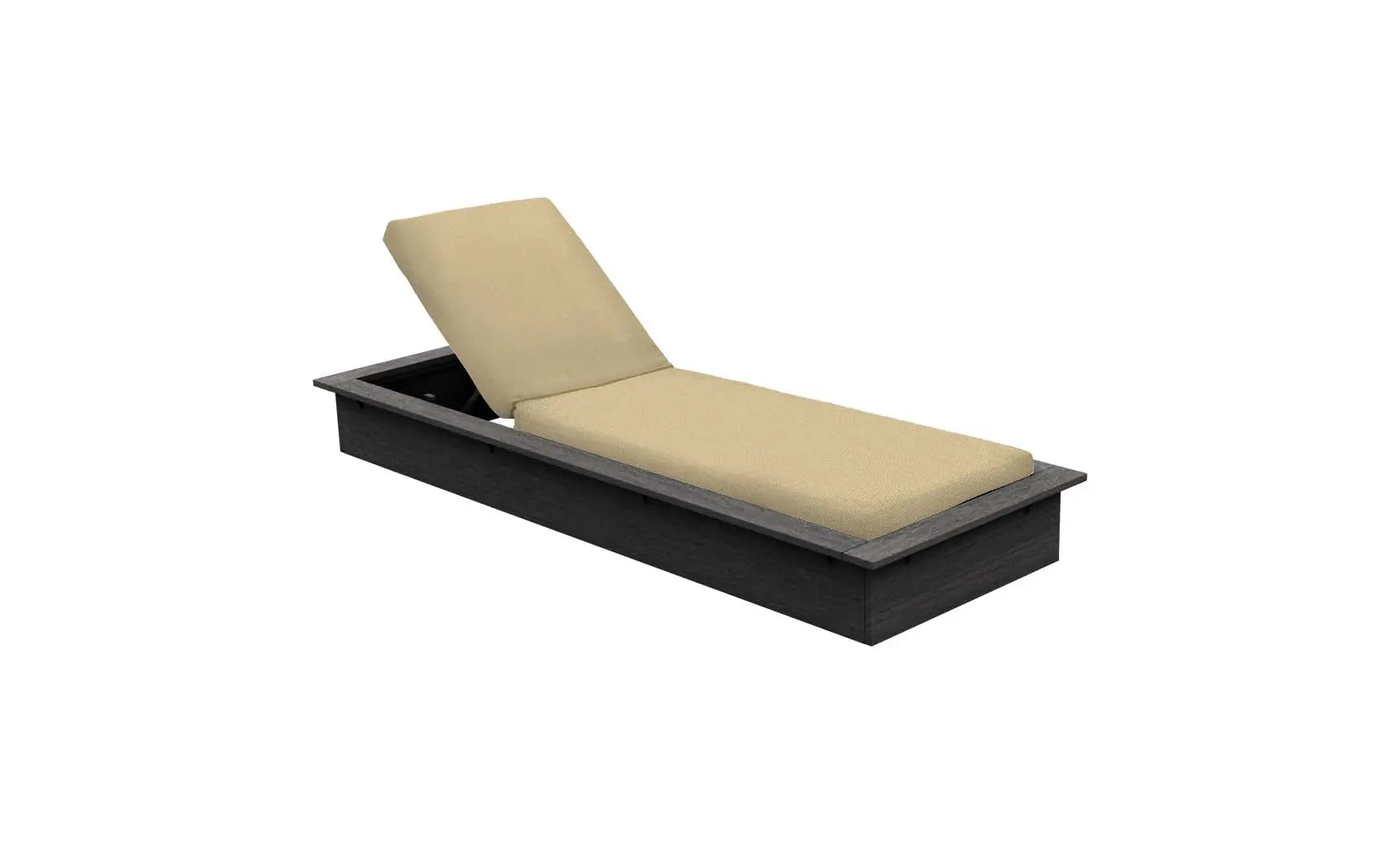 Echo Chaise lounge chair in gray fabric with wooden frame and armrests
