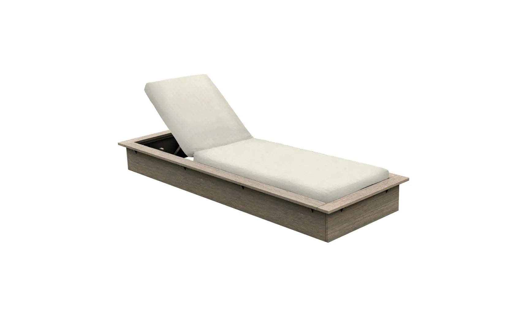 Echo Chaise lounge chair in gray fabric with wooden frame