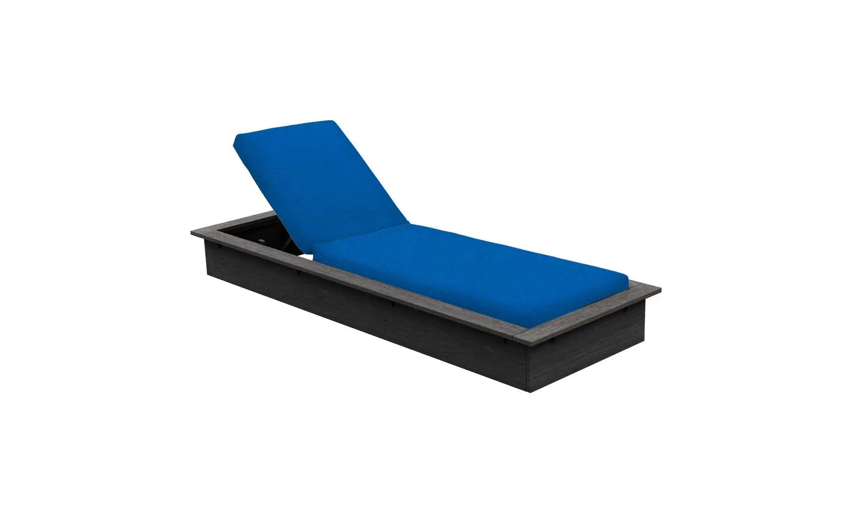 Echo Chaise lounge chair in gray fabric with wooden legs and armrests.
