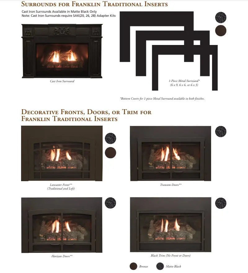 Empire 31" Franklin Clean-Face Direct Vent Gas Fireplace Insert with Log Set and Blower