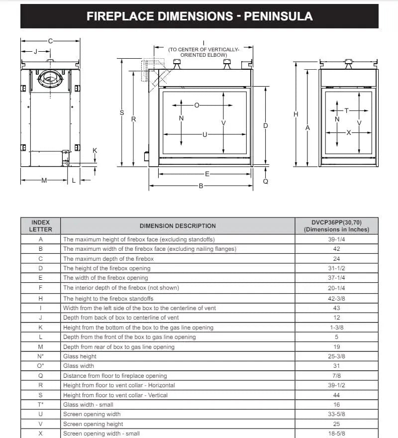 Empire 36" Madison Clean-Face Premium Peninsula Multi-Sided Direct Vent Gas Fireplace with Barrier