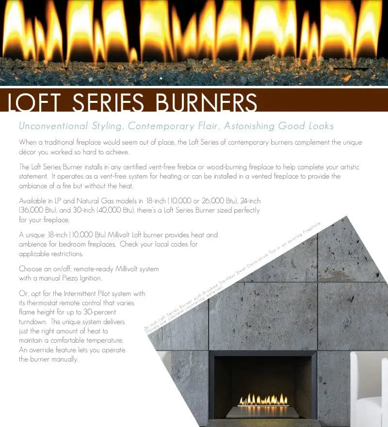 Empire Loft Contemporary Vent-Free Gas Burner Only