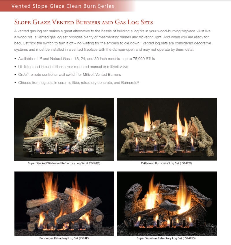 Empire Vented Slope Glaze Gas Burner Only with Millivolt Valve