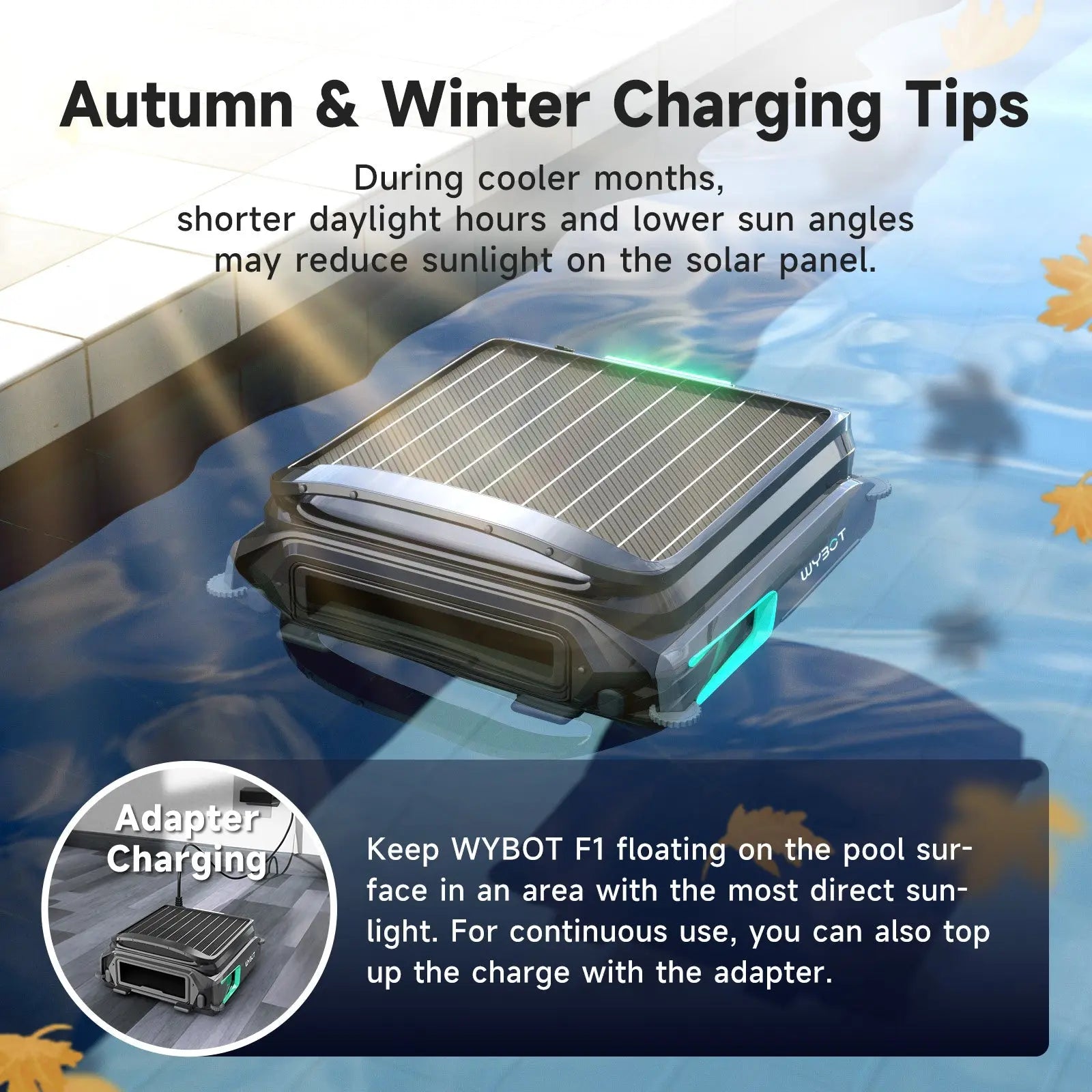 WYBOT F1 Pool Skimmer Solar Powered Robotic Cleaner - Aqvina LLC