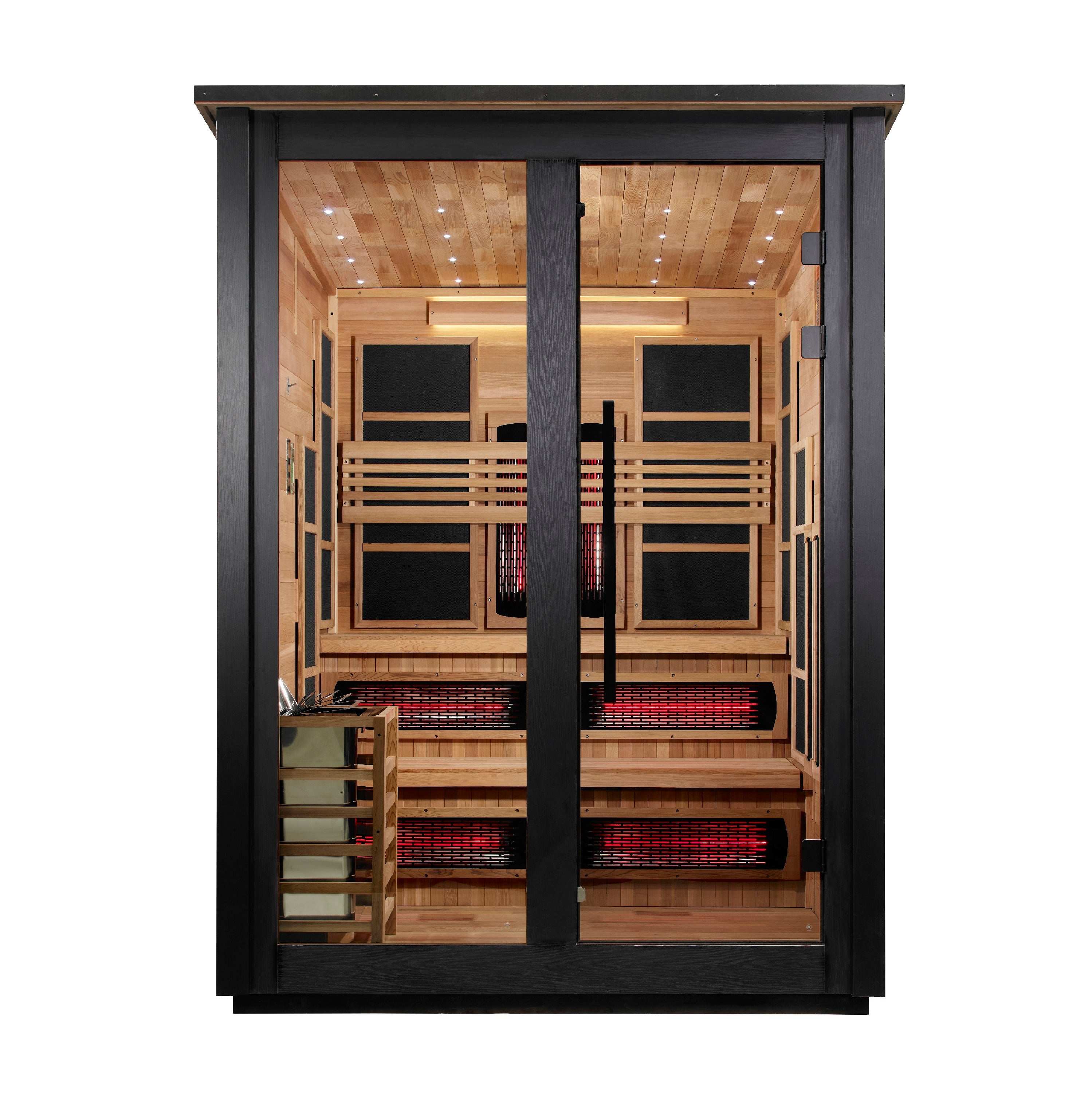Golden Designs "Kaskinen 2 Tone" 6-Person Outdoor PureTech™ Full Spectrum Hybrid Sauna — Flat Roof (2026 Model) | GDI-8526-03