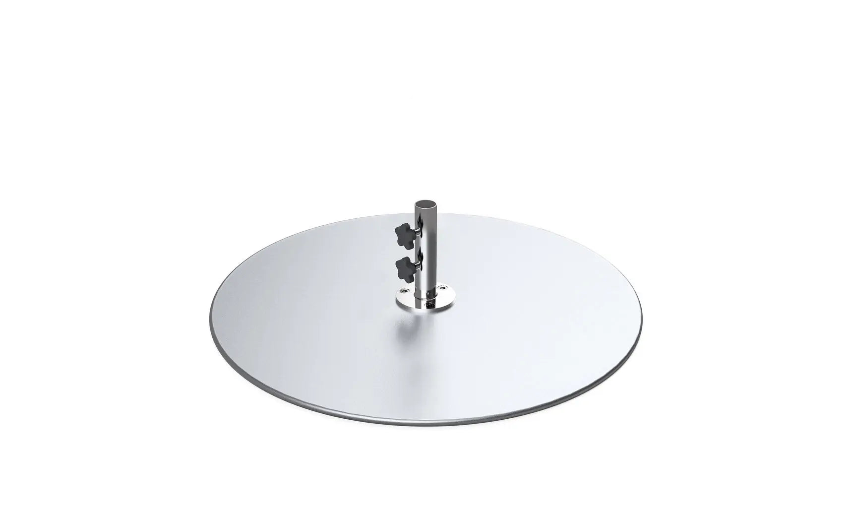 Galvanized steel stack umbrella base with four legs and a black finish
