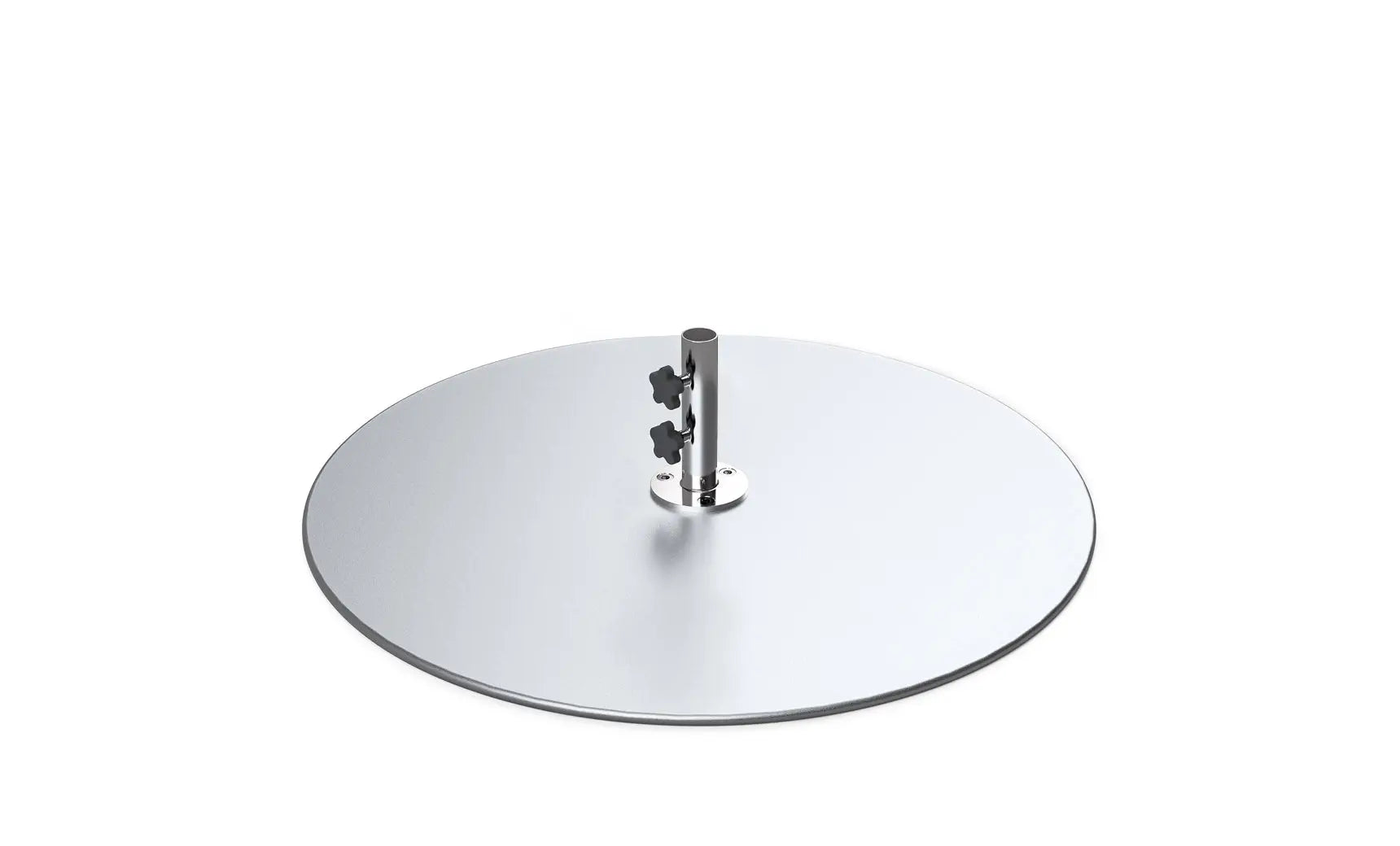 Galvanized steel stack umbrella base with four legs and a black finish