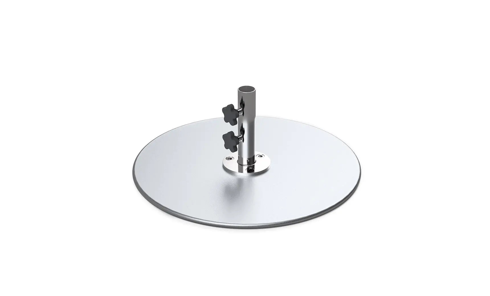Galvanized steel stack umbrella base with four legs and a black finish