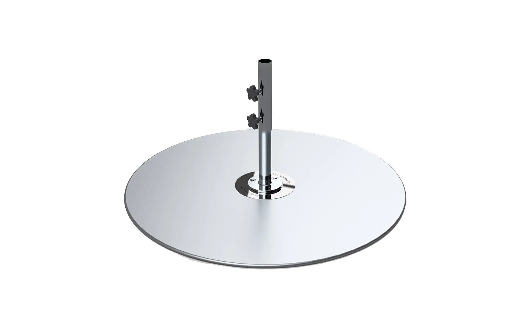 Galvanized steel stack umbrella base with four legs and a black finish