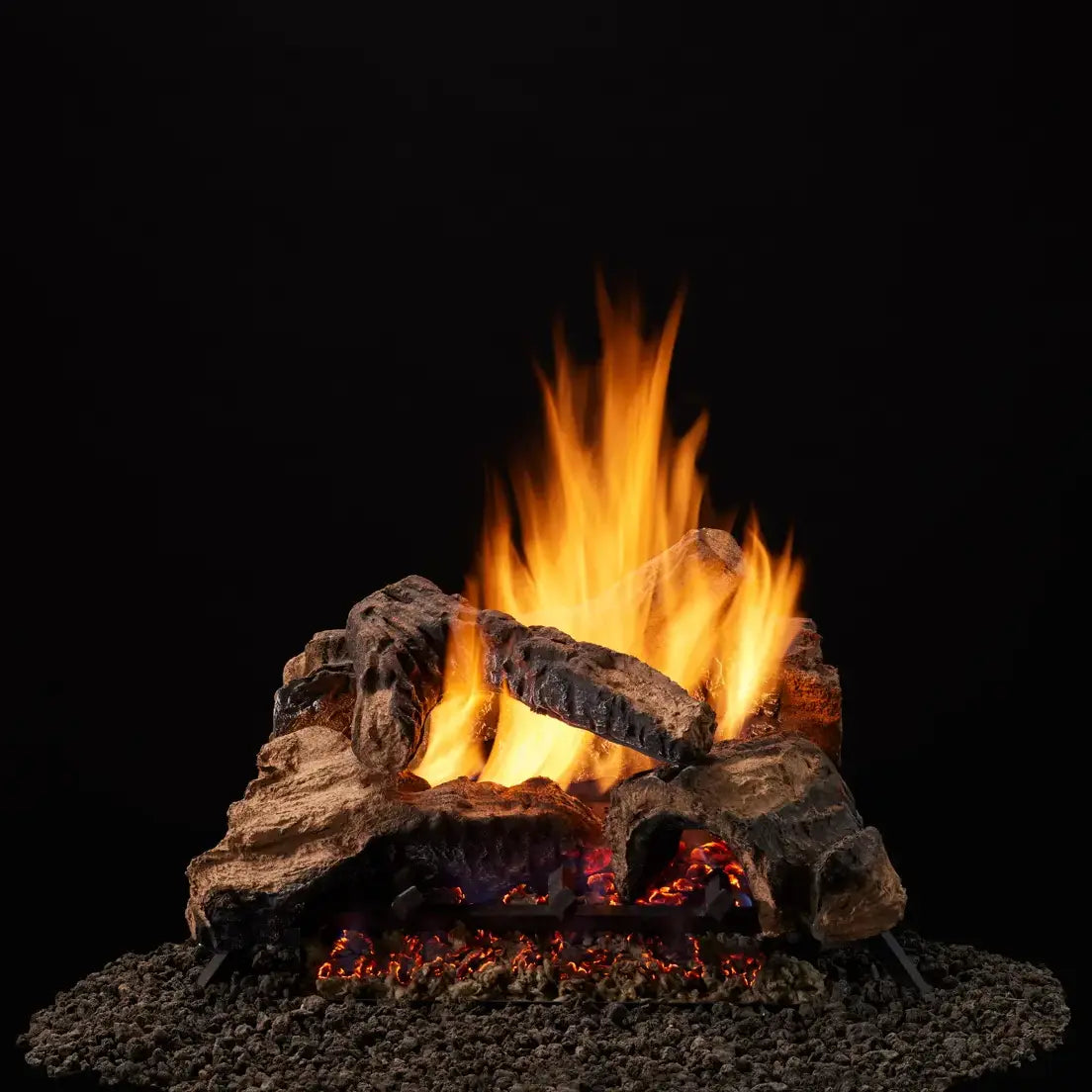 Majestic Duzy 2 vented gas log set with realistic logs and flame tips