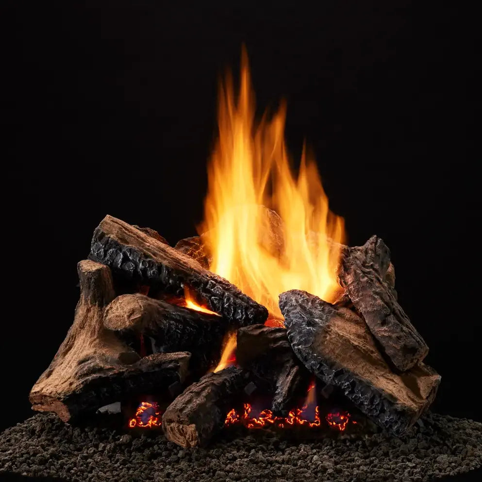Majestic Duzy 5 vented gas log set with realistic logs and flame tips