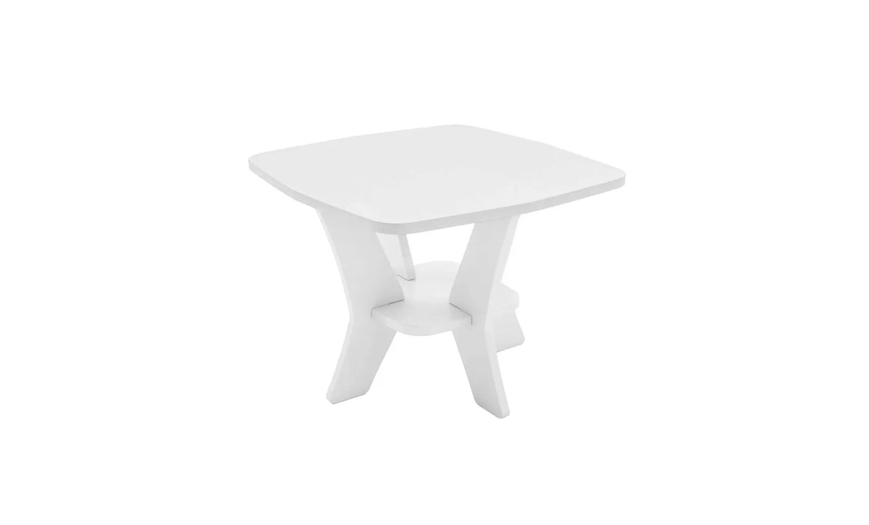 Mainstay square side table in weathered gray finish with storage shelf underneath