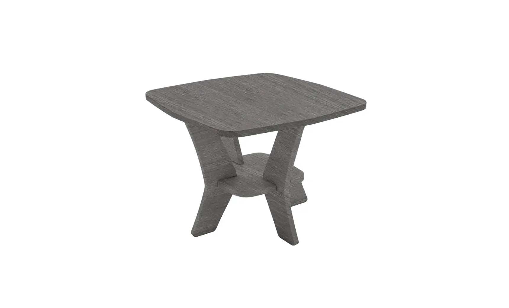 Mainstay square side table in weathered gray finish with storage shelf underneath