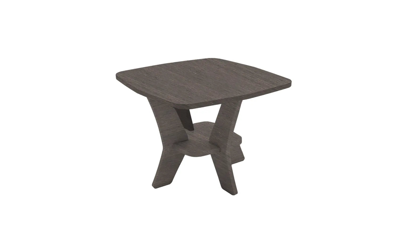 Mainstay square side table in weathered gray finish with storage shelf underneath