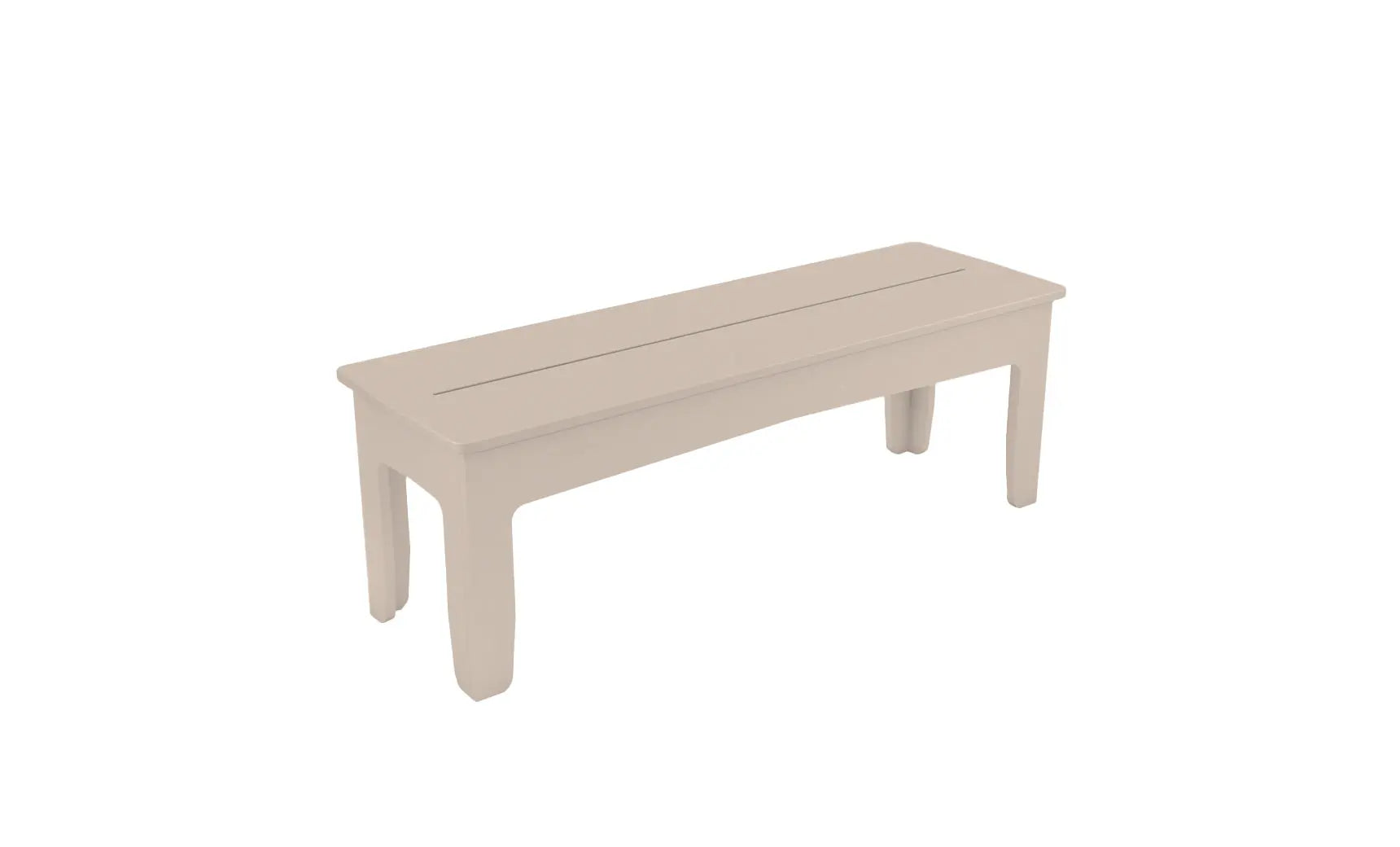 Mainstay wooden dining bench with slatted seat and four legs.