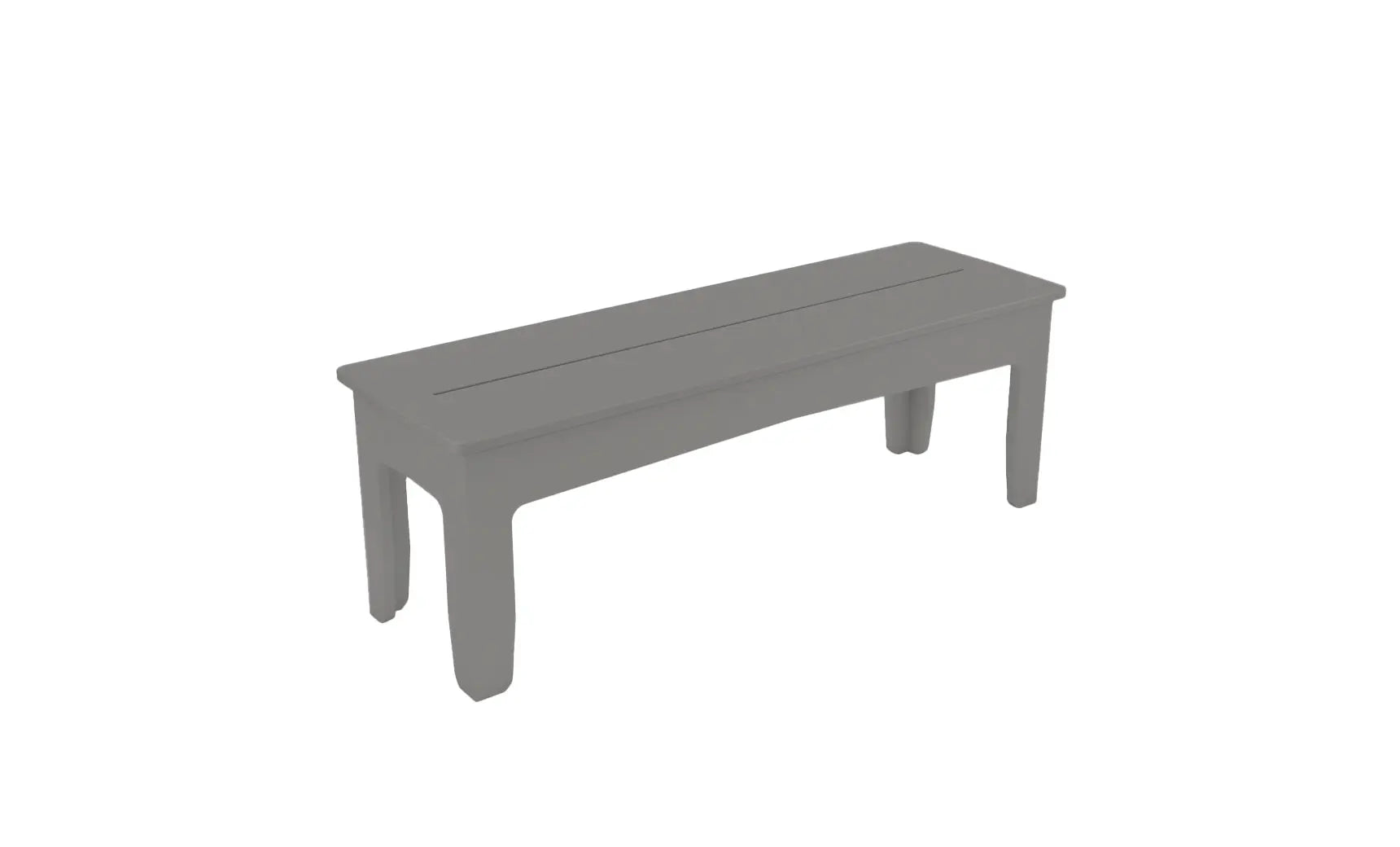 Mainstay wooden dining bench with slatted seat and four legs.