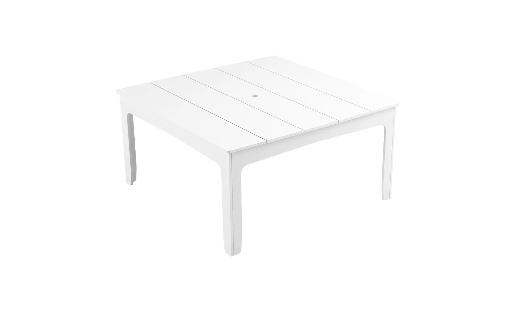 Mainstay square dining table with a dark wood finish and four legs.