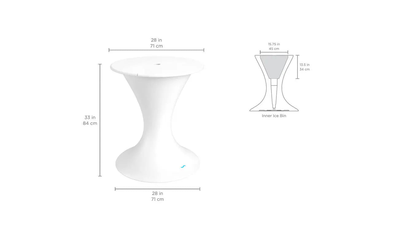 Autograph umbrella stand with an ice bin featuring a modern design and space for umbrellas and ice containers.