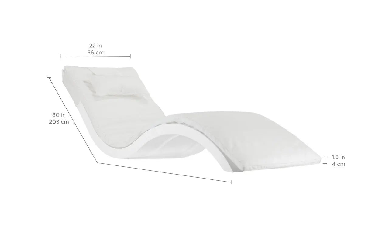 Signature chaise lounge cushion in soft gray fabric with tufted design and button detailing.
