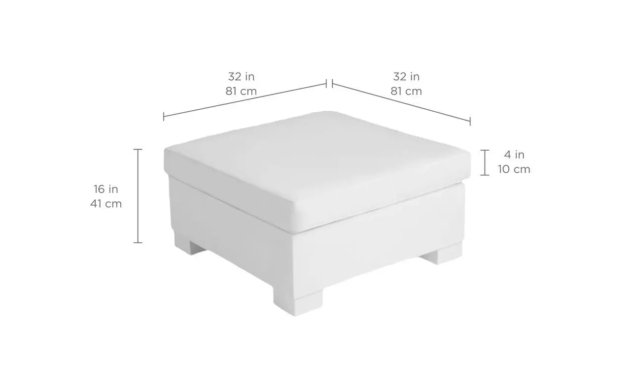 Signature Sectional Ottoman in gray fabric with wooden legs and an ottoman seat.
