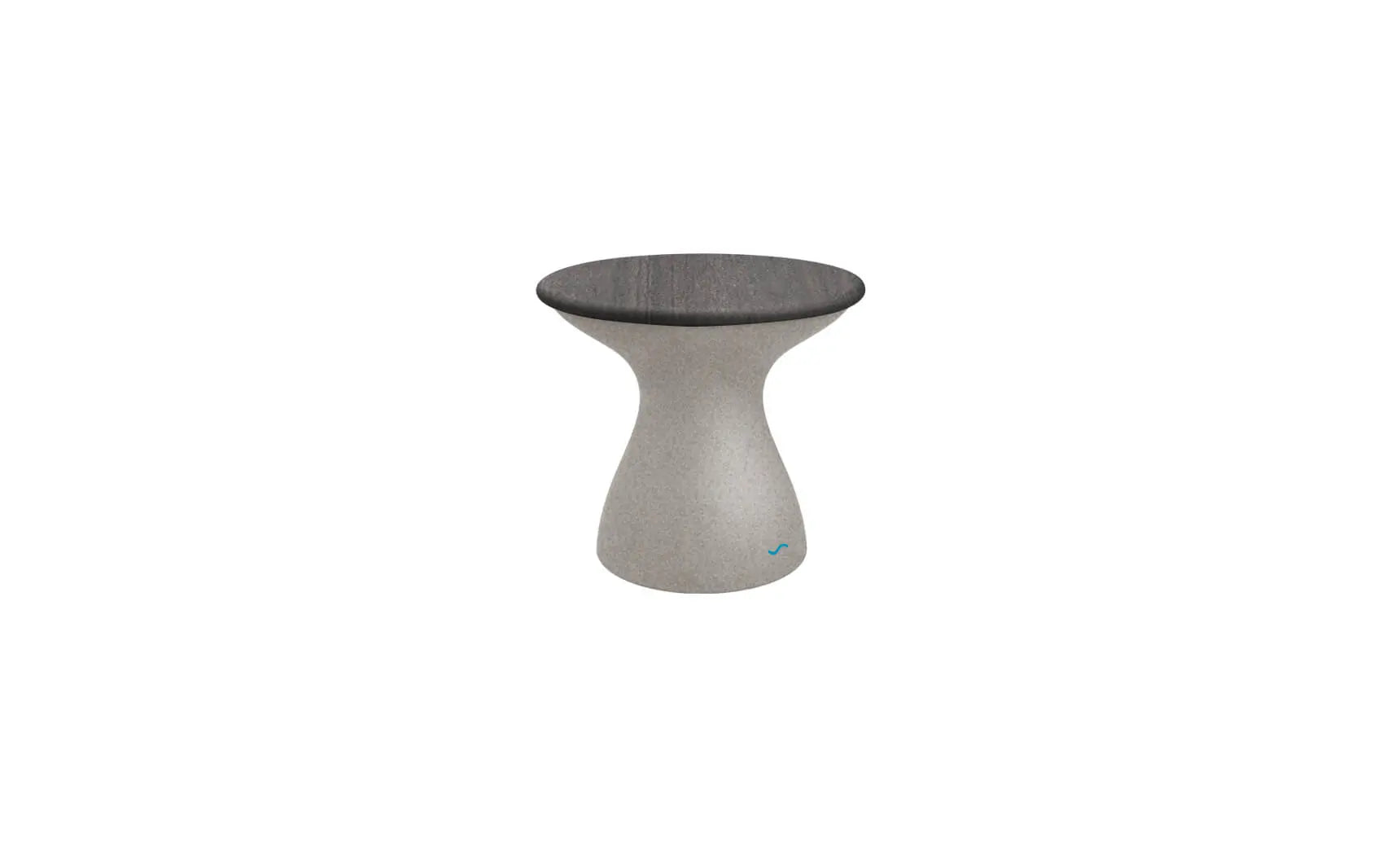 Autograph standard side table in walnut finish with glass top and metal legs
