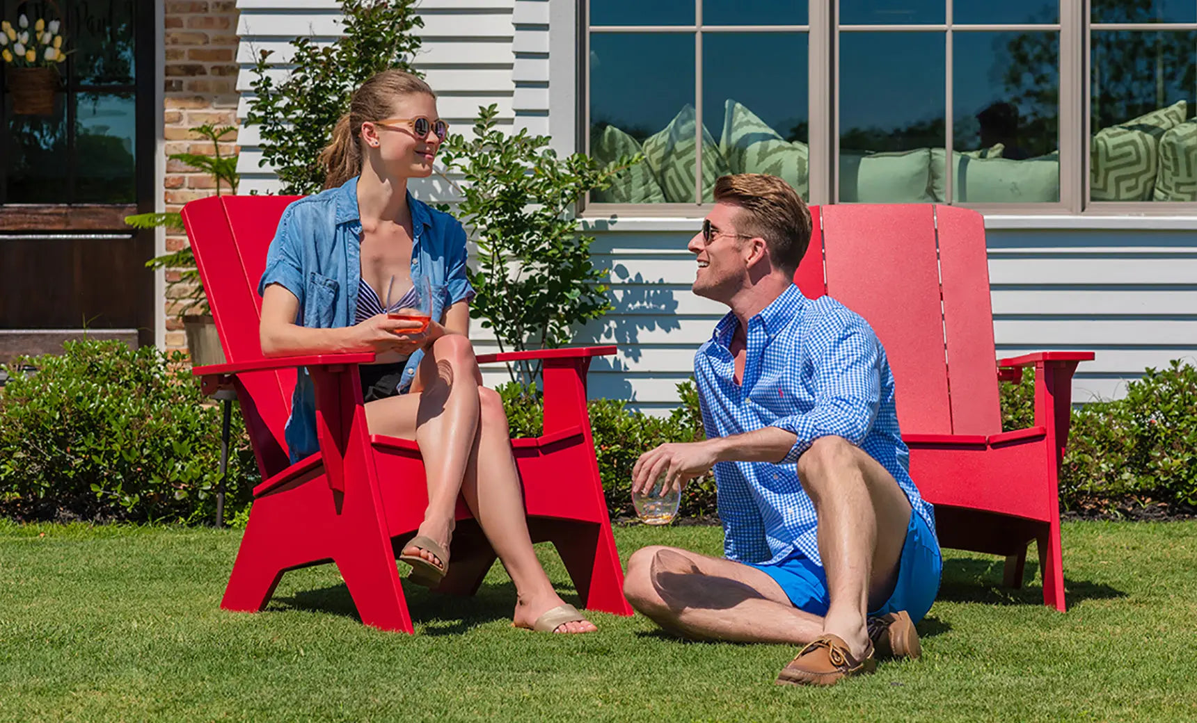 Mainstay Ultimate Adirondack wooden lounge chair with armrests and footrest