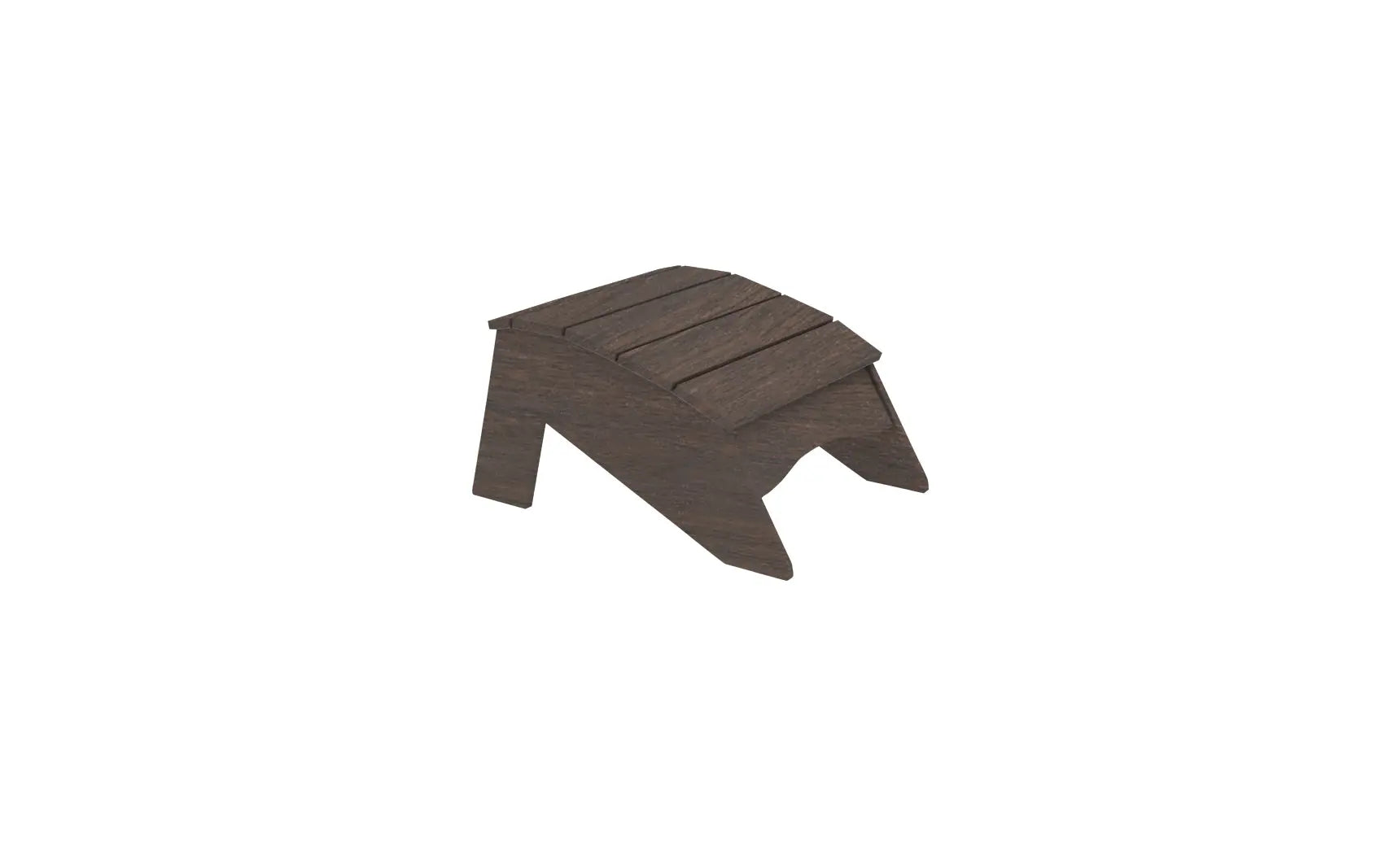 Legacy Adirondack wooden ottoman with woven brown seat and tapered legs