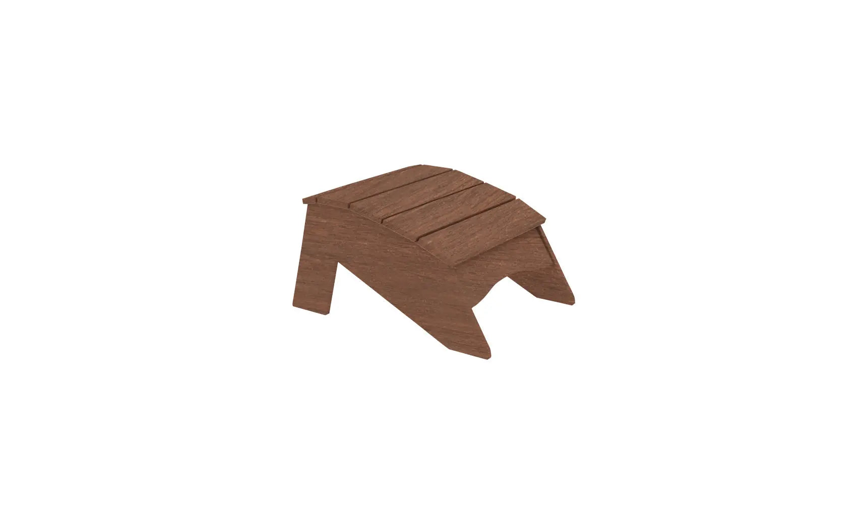 Legacy Adirondack wooden ottoman with woven beige seat and armrests