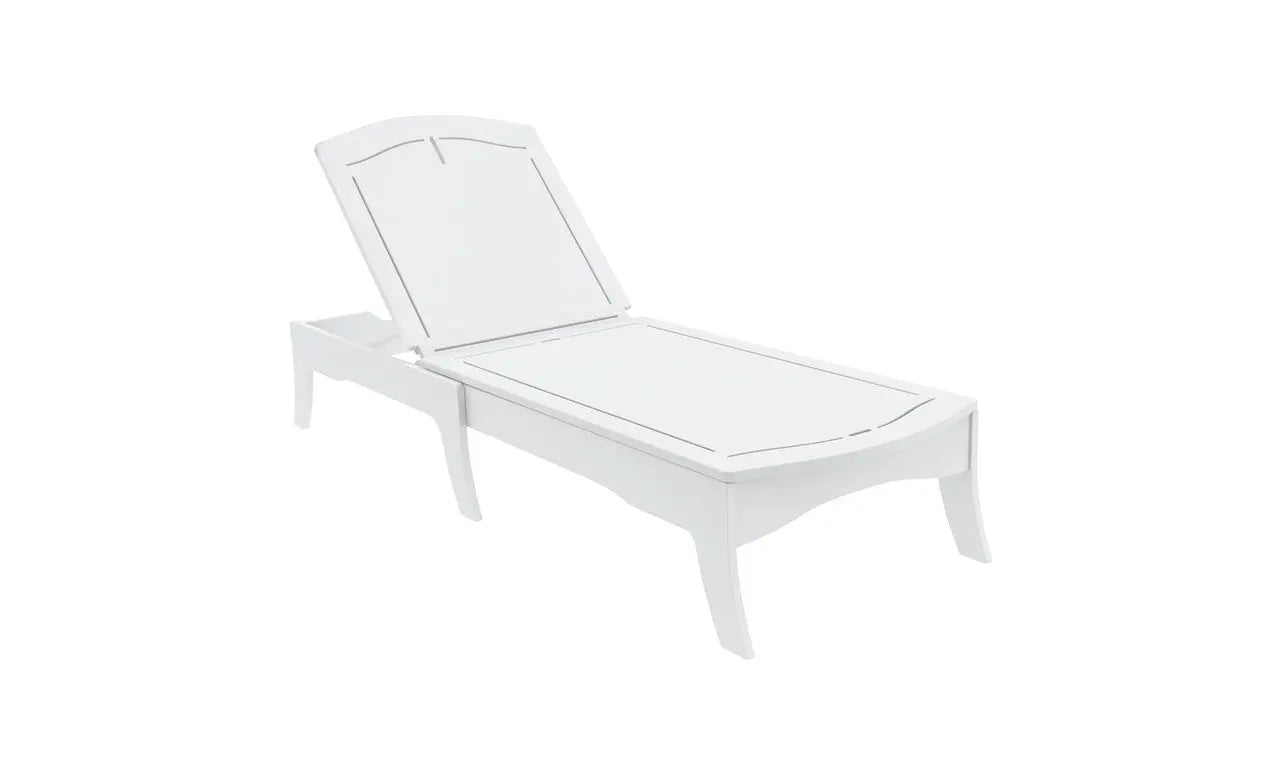 Legacy chaise lounge with brown leather upholstery and wooden frame