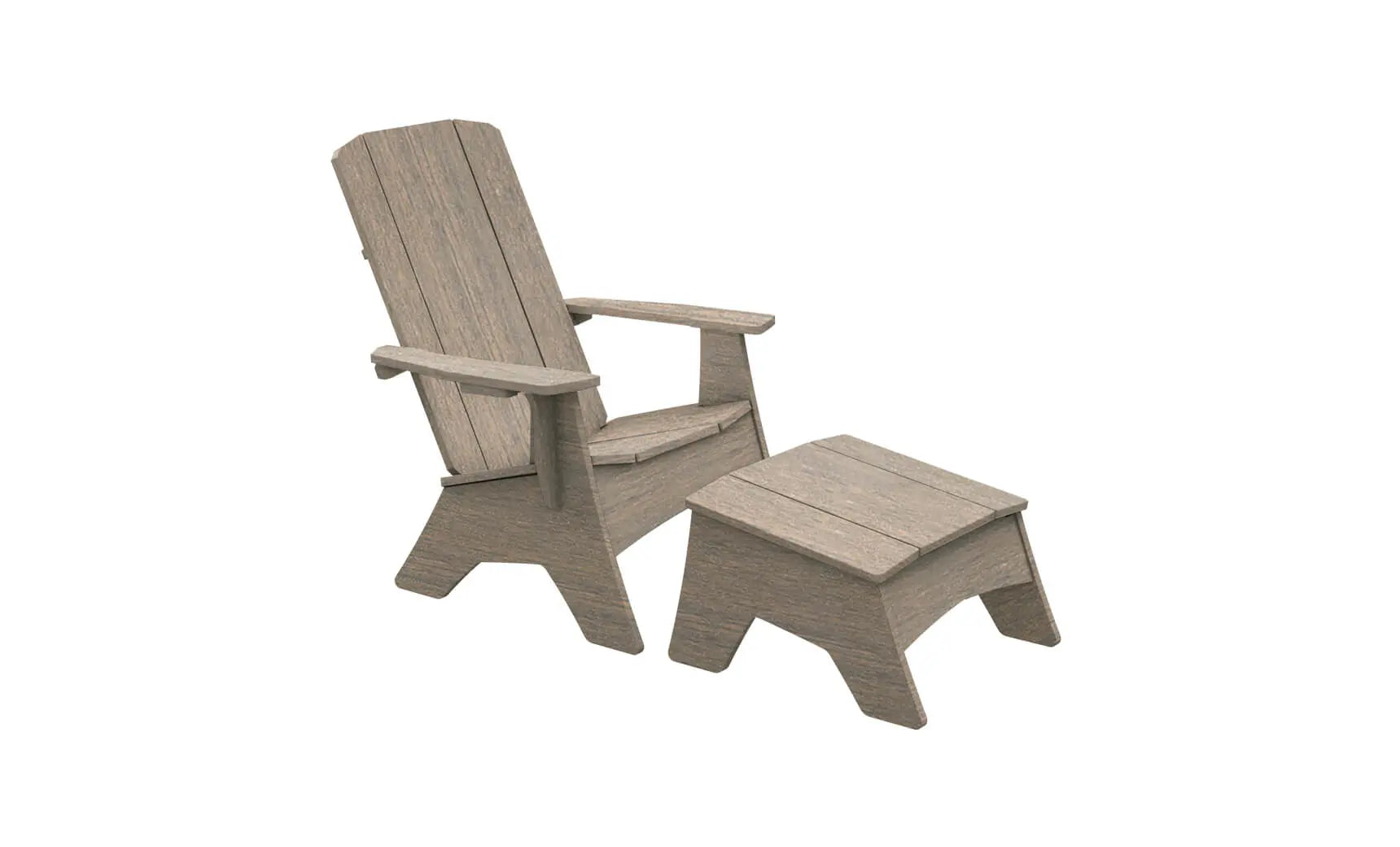 Mainstay Adirondack Ottoman in weathered pine finish with woven beige seat cushion