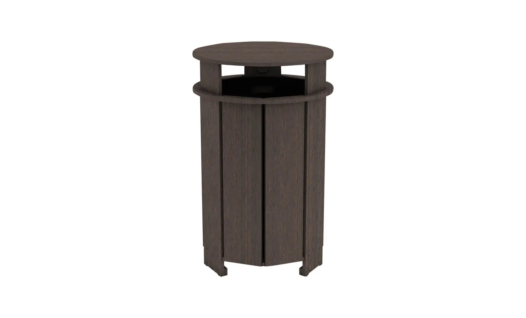 Mainstay gray trash bin with a lid and four wheels for easy mobility.